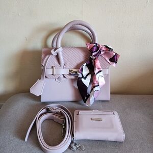 Designer Look NWT Vegan Leather Purple Satchel/crossbody With Matching Wallet